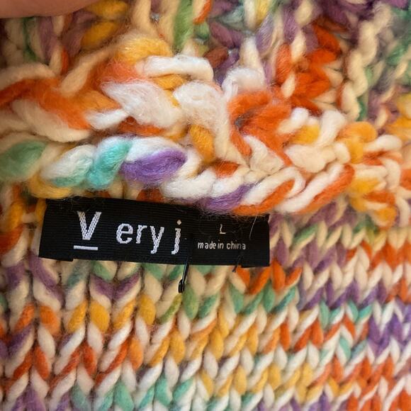 V ery J Multicolor Button Longsleeve Sweater Loose Fit Boho Cottage L - Picture 4 of 7